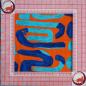 Preview: Viskose Druck grafisches Muster türkis blau orange